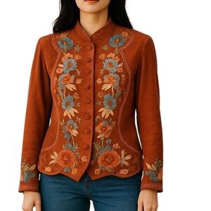 Double D Ranch heavily embroidered suede leather jacket (oversized)